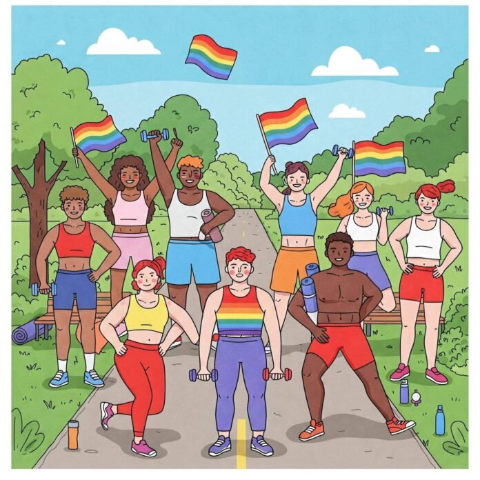Colorful LGBTQ+ Pride Workout in Park