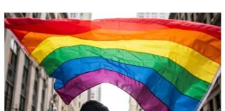 LGBTQ+ Dating 101: How to Navigate the Dating World with Confidence LGBTQ+ Couple with Rainbow Flag in City - Pride Celebration