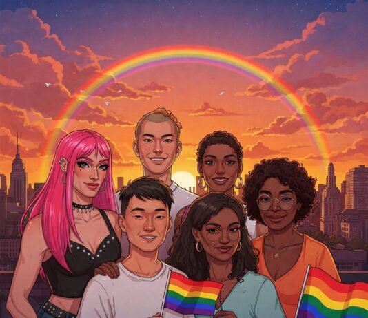 Why Community Support for LGBTQ+ Individuals Matters: Insights & Tips Diverse LGBTQ+ Unity: Rainbow Cityscape