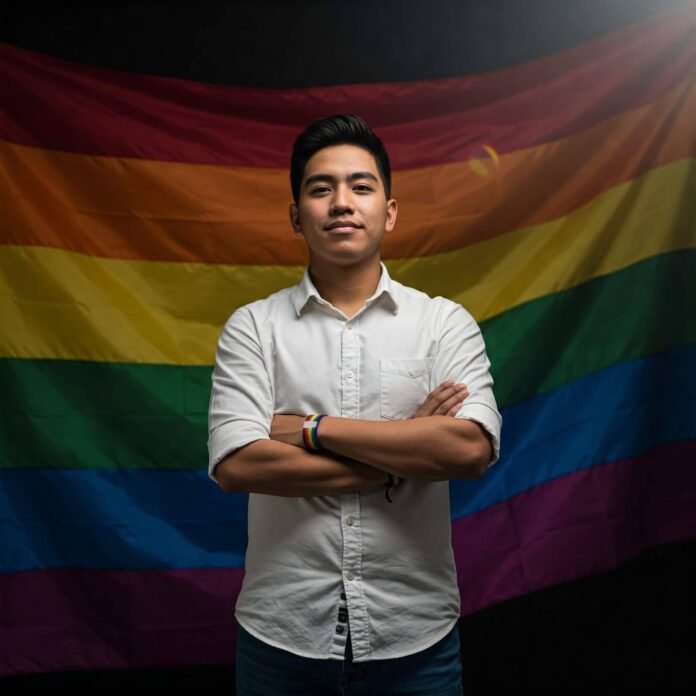 Proud Portrait: Rainbow Flag & Empowered Expression