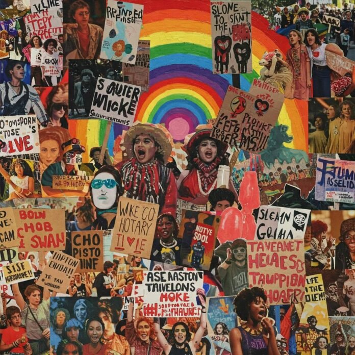 Eclectic Art Collage: Rainbow Protest