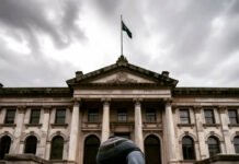 Art as Activism: How LGBTQ+ Artists Use Their Work for Change Low-angle shaky phone shot of City Hall on wet concrete